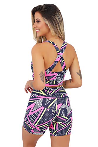 KIT 5 Conjuntos Fitness Feminino Short e Top Cropped Cruzado Roupas Para Academia Ginástica Atacado