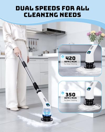 Image of Electric Spin Scrubber for Bathroom | Shower Cleaner Brush with Long Handle