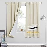 RYB HOME Soundproof & Dust Particle Filtering Curtains 100% Blackout Thermal Insulated Window Treatment Air Filter Drapes for Bedroom Living Room Kids Nursery, Beige, W52 x L63 inch, 2 Panels