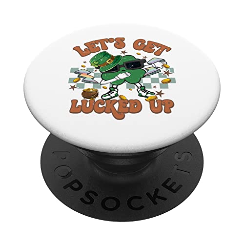 Vintage Día de San Patricio Retro Groovy Lets Get Lucked Up PopSockets PopGrip Intercambiable