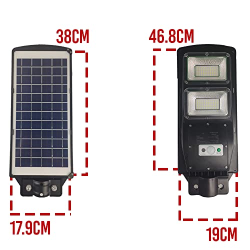 Luminária Solar Poste 120w 2 unidades Led Sensor Controle Quintal Jardim Rua
