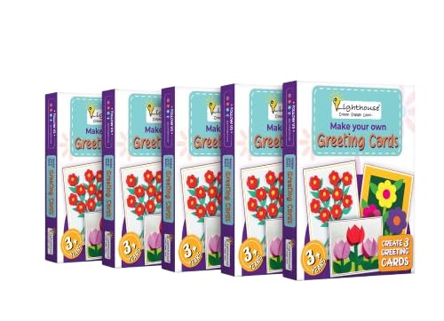 LIGHTHOUSE DIY Greeting Cards Kit for Craft Projects | Card Making DIY Craft Kit for Girls & Boys | Art and Craft Kit for Kids, Includes Color Paper, Quilling Strips, Paper Cutouts and More (Pack of 10)