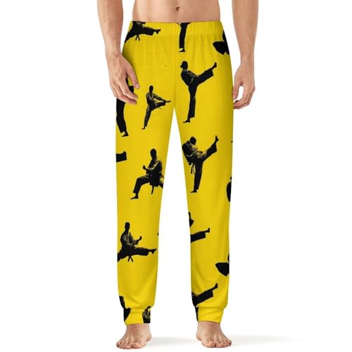 Taekwondo Silhouette Men's Pajama Bottoms Sleep Lounge Soft Comfy Pants Sleepwear