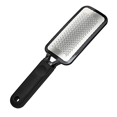 LOYOMA Stainless Steel Foot File, Professional Pedicure Tool for Dead Skin, Callus, Cracked Heels, Hard Skin Remover for Wet and Dry feet (Black)