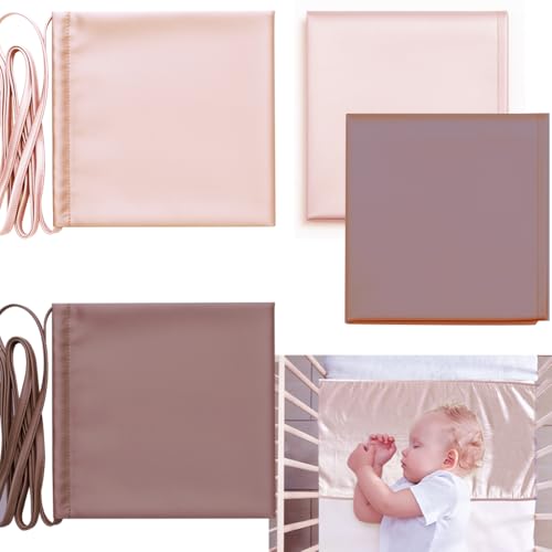 Image of 2 Pcs Satin Bassinet Sheet Baby Hair Protect Soft Silk Feeling Sheet Baby Bassinet for Rectangle Cradle Pad Mattress Newborn Infant (Coffee+Pale Yellow)