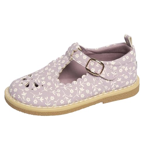 Modern Moments by Gerber Baby and Toddler Girls T-Strap Mary Jane Flat, Light Lilac Floral, 5