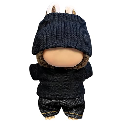 GerdfeiTawtab Clothes Fit for LABUBU Doll, Fashion Doll Clothes Outfit Set Cute Theme Designer Toys Dress Accessories for Collector Fans Display (C Black Set)