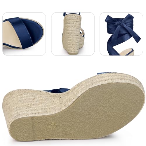 Perphy Platform Bow Ankle Tie Espadrilles Satin Lace Up Wedge Sandals for Women3