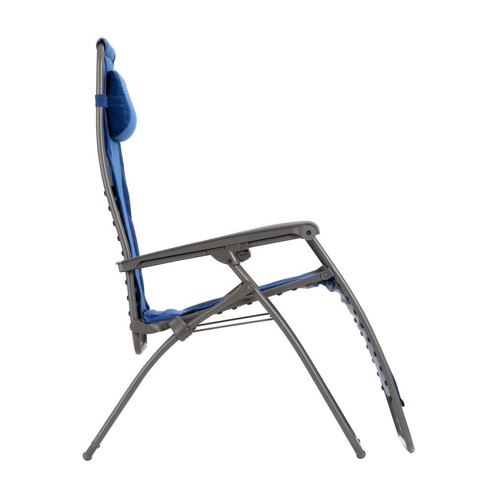 Lafuma MOBILIER - Fauteuil Relax Transat Jardin - Chaise Longue Matelassé Zéro Gravité - Rsx Clip - Lightcomfort® - Bleu Denim - Fabriqué en France - LFM2054_9928 - Garantie 5 Ans - L.87xl.67xH.115cm