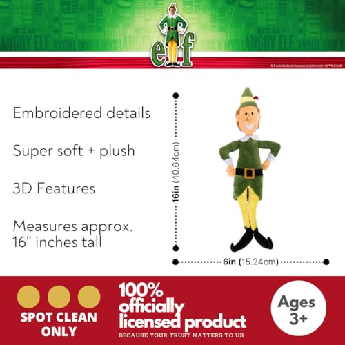Image of Elf Buddy The Elf Movie Holiday Bedding Super Soft Plush Cuddle Pillow Buddy, One Size, (Officially Elf The Movie Product) By Franco