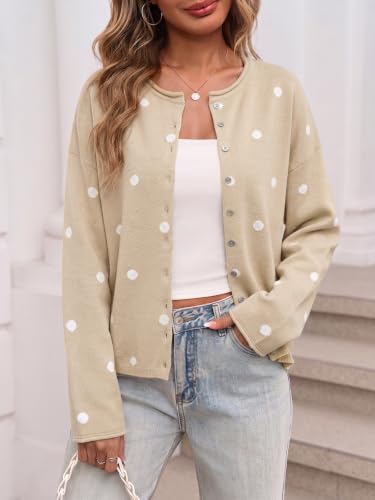 Image of Saodimallsu Womens Striped Cardigan Long Sleeve Button Down Knit Tops