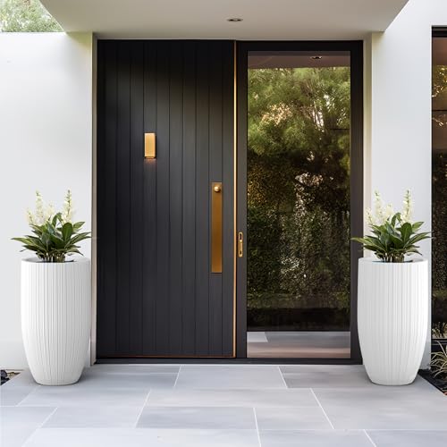 Kante 24 Inch Tall Round Concrete Planter, Large Plant Pots with Drainage Hole for Indoor Outdoor Plants, Modern Decor for Garden, Home, Patio, Porch, White Finish with Painted Interior by Kante - Image 3