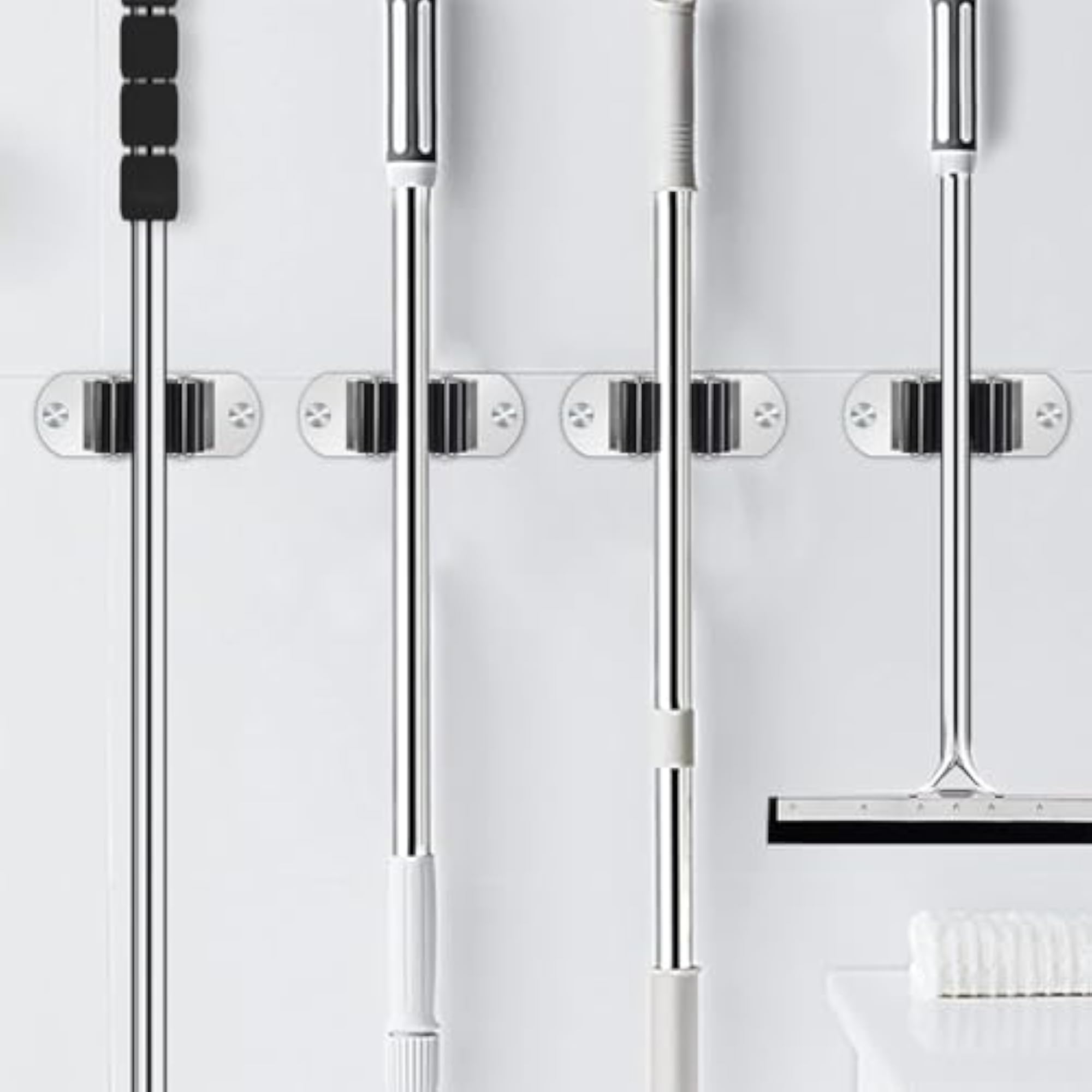 4 Pc Broom Mop Holder Wall Mounted, Stainless Steel