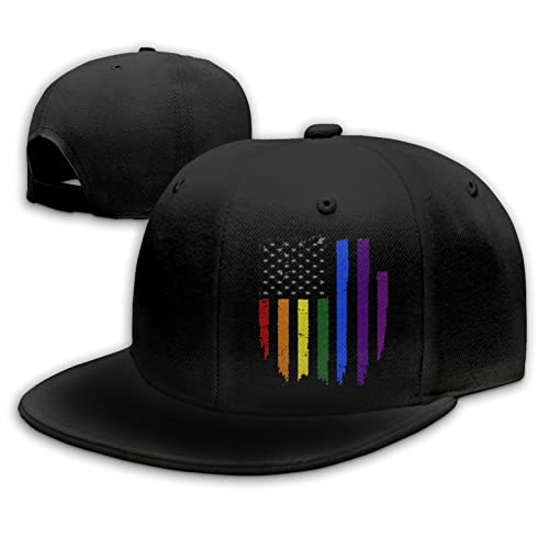 Image of Snapback Hats for Men Flat Bill Black Mens Baseball Cap Brim Snap Back Adjustable
