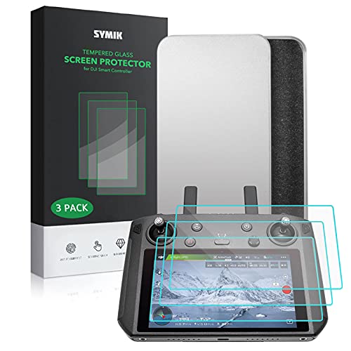 SYMIK Tempered Glass Screen Protectors (3 Pack) for DJI RC PRO / DJI Smart Controller, Provides Real Edge to Edge Full Screen Coverage, Mavic 3 Cine, DJI Air 2s, Mavic Air 2, DJI Mini 2, Mavic 2 Pro Zoom, 9H Hardness Anti-Scratch