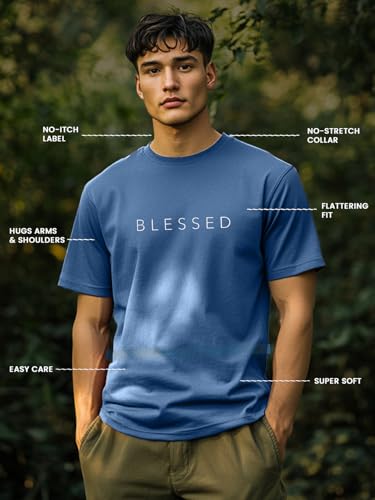 Image of Nobero 100% Cotton T Shirts for Men Stylish | Regular Fit | Graphic Printed T Shirts for Men 180 GSM Combed Cotton | Round Neck Half Sleeve