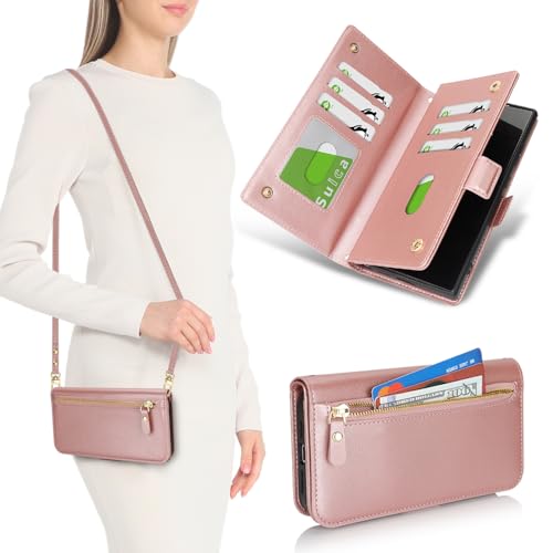 Étui Samsung S24 Ultra avec porte-cartes et cordon de cou ajustable or rose