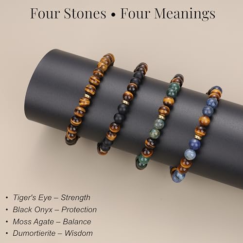 Pulsera de Ojo de Tigre 6mm para Hombre Ajustable miniatura 5