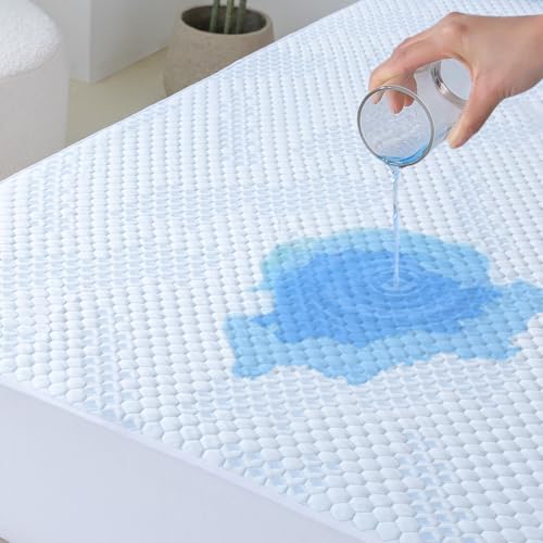 Image of Nano-Cooling Fiber Mattress Protector Full Size (54 inch x 75 inch) 100% Waterproof, Cooling Experience Unrivaled Comfort Perfect for Every Family