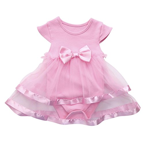 Mono Bebé Vestido de Princesa bebé niñas Tutu Faldas de cumpleaños Chicas Romper Bodies Bebe niña Recien Nacid(Rosado, Tamaño:24Mes)