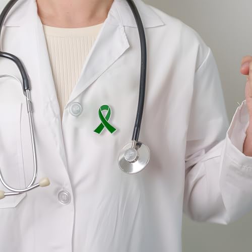 Image of Yadiana 10Pcs Ribbon Awareness Pins Bulk - Breast Cancer, Mental Health, HIV AIDS, Heart, Child Abuse Prevention, Purple Blue Green Red Yellow Pink Enamel Lapel Brooches for Charity Fundraising Event