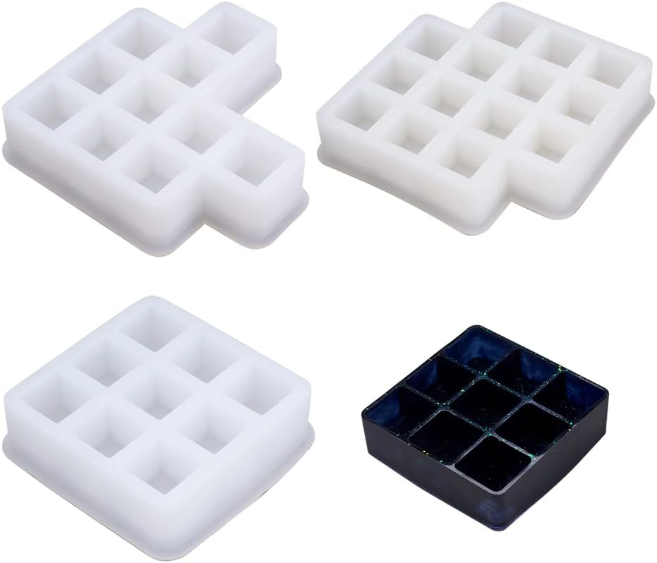 3Pcs Lipstick Storage Box Silicone Molds Cosmetic Pen Holder Checkered Resin Casting Moulds for Epoxy Resin DIY Jewelry Craft Making Supplies