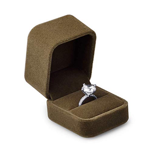 Oirlv Velvet Jewelry Box Small Ring Bearer Case (Coffee)