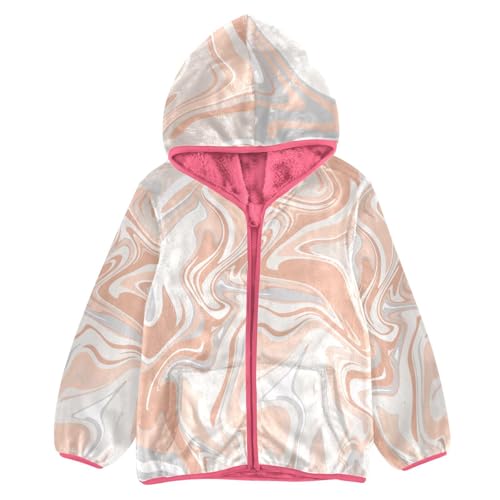 OTVEE Khaki Marble Texture Kids Hoodie Jacket Fall Spring Full Zip Warm Outwear Coat