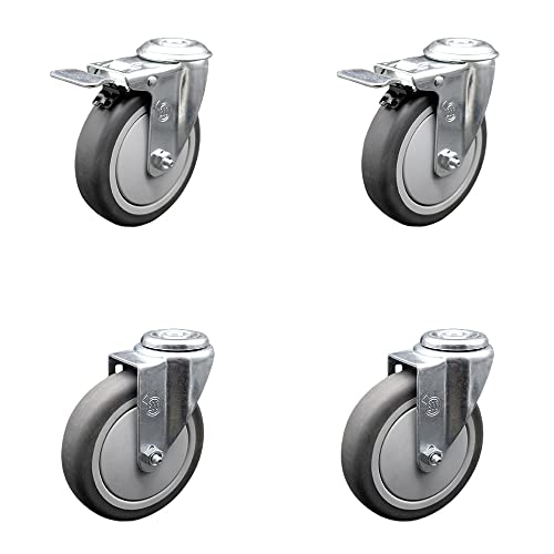 Thermoplastic Rubber Swivel Bolt Hole Caster Set of 4-5