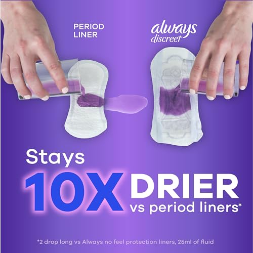 Image of Always Discreet Adult Incontinence & Postpartum Liners for Women, Size 2, Very Light Absorbency, Long Length, 44 Count x 3 Packs (132 Count Total) (Packaging May Vary)