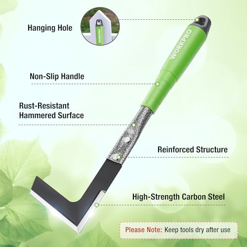 WORKPRO 6-Piece Garden Tool Set, Heavy Duty Gardening Hand Tools with Soft Rubber Handle, Including Trowel, Rakes, 2-in-1 Hoe and Crack Weeder, Ideal Gardening Gifts for Men and Women - Image 5