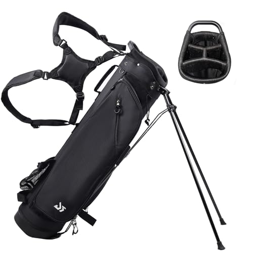 Golf Lightweight Stand Carry Bag – 5lbs, 4 Way Dividers, Comfortable Strap, Rain Hood, for Men & Women, (Black)