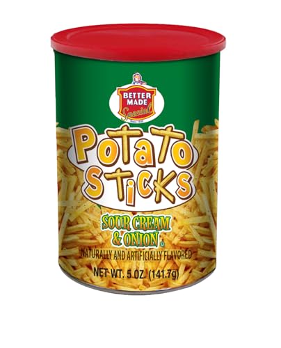 Better Made Potato Sticks 5oz Canister - Shoestring Potato Sticks - Gluten Free - Crunchy, Crispy Snack from Fresh Potatoes - Resealable Lid (Sour Cream & Onion, Single Can) - image 1