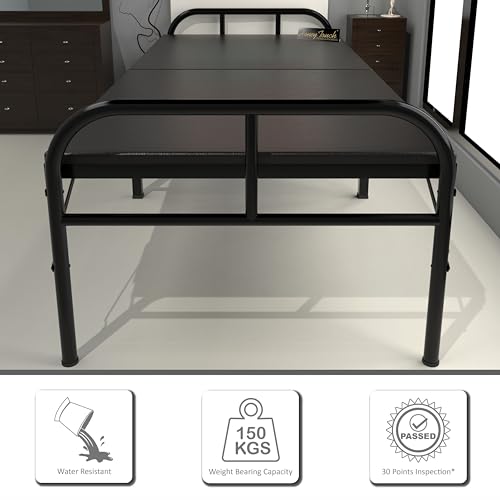 Honey Touch Metal Folding Glossy Bed Single Size With Single Layer Mattress For Sleeping Guest Bed Easily Storable(3X6 Ft, Black) - Image 3