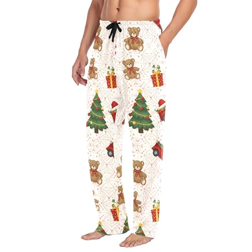 Men's Pajama Bottom Christmas Trees Bears Trucks Cotton Pajama Pants Drawstring Sleepwear Long Pants Pockets4