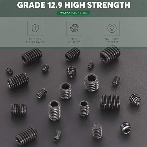 Keadic 376Pcs Internal Hex Drive Cup-Point Grub Screws Assortment Kit, 1/8 to 3/8 Inch, 15 Sizes for Door Handles Faucet - Image 3