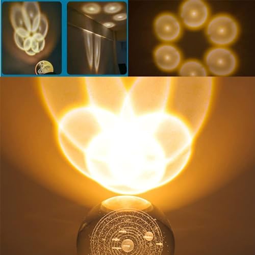 Image of PIXSHINE 3D Galaxy Crystal Ball Planet Ball Night Light with Warm White Dimmable LED Wooden Base - Decorative LED Lamp for Home, Office, Bedroom (3D Galaxy Crystal Ball)