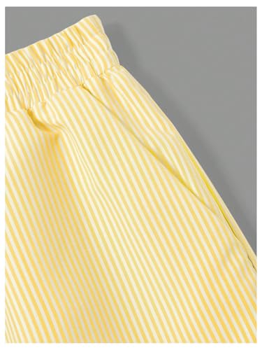 Women's 2 Packs Striped Pants Elastic Waist Wide Leg Pants Casual Long Trousers with Pockets4