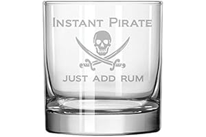 11 oz Rocks Whiskey Highball Glass Funny Instant Pirate Just Add Rum