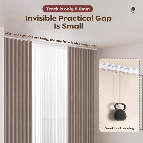 Barra de doble corte ultrafina de 70 cm para cortinas modernas de techo 6