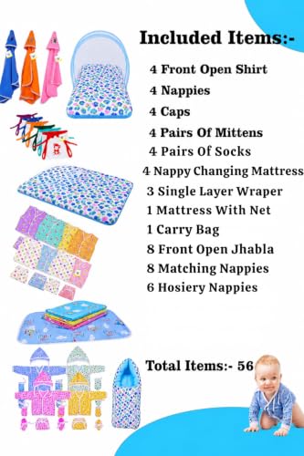 Image of Kwitchy 56 in 1 Baby Products All Combo Infants Essentials Kit Infant Accessories Baby Gift Set (0-6 Months) Blue for Baby Boy