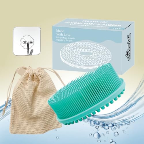 Image of Silicone Body Scrubber, Gentle exfoliating Body Scrubber That's Easy to Clean, Lathers Well, Long Lasting, and More Hygienic Than Traditional Shower Loofah (Teal Green)