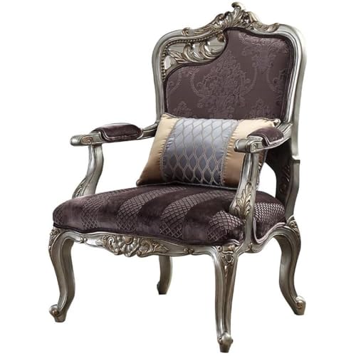 Acme-Picardy-Chair-with-1-Pillow-in-Velvet-and-Antique-Platinum Acme Picardy Chair with 1 Pillow in Velvet and Antique Platinum