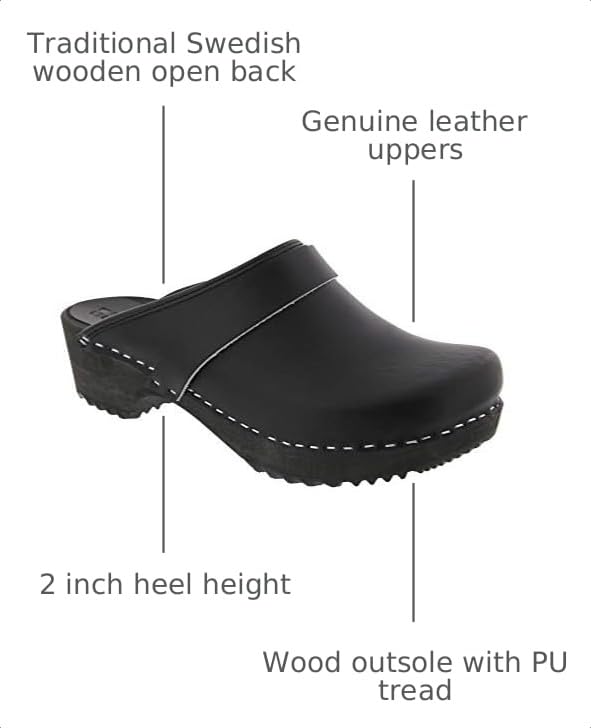 Image of Bjork Maja Wood Open Back Leather Clogs