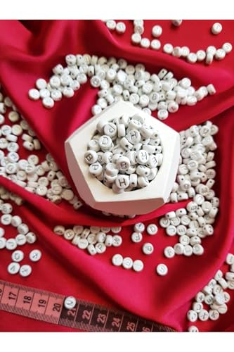 50 g Karışık Harf Boncuk, Harfli Takı Boncuğu, (350-375 Adet) Gümüş Renkli