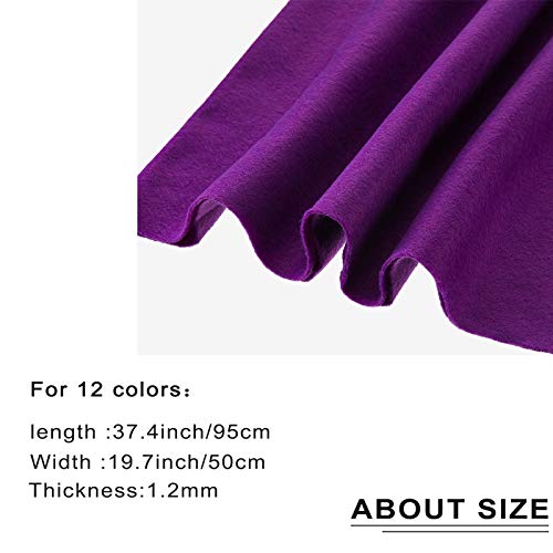 Image of WILLBOND 12 Pcs Large Felt Sheets 37 x 20 Inch 1.2 mm Fresh Color