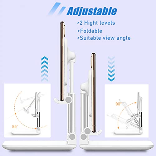 OGMAPLE 2 Pcs MT-6 Cell Phone Holder, Adjustable Angle and Height, Anti-Slip Silicone Pad, Foldable and Portable, Compatible with 4-8 Inch Devices - image 2