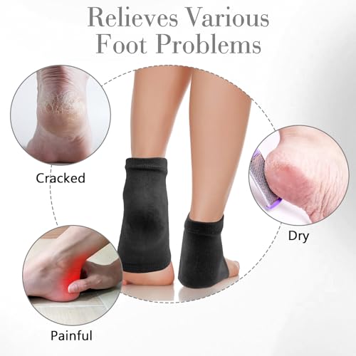 3 Paar Gel Fersensocken, Feuchtigkeitsspendende Socken, Fersenschutz Offene Zehensocken, Weich Belüftet Fersenschoner für Männer Frauen Trockene Rissige Füße Pflege(Schwarz+Weiß+Grau)