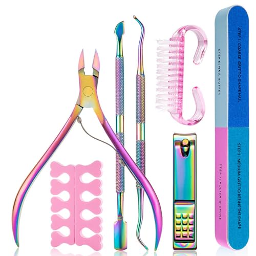 7 Piezas Corta Cuticulas Lima Uñas Profesionales Sets Acero Inoxidable Cortacuticulas Profesional Calidad para las Uñas de Dedos de Manos y Pies