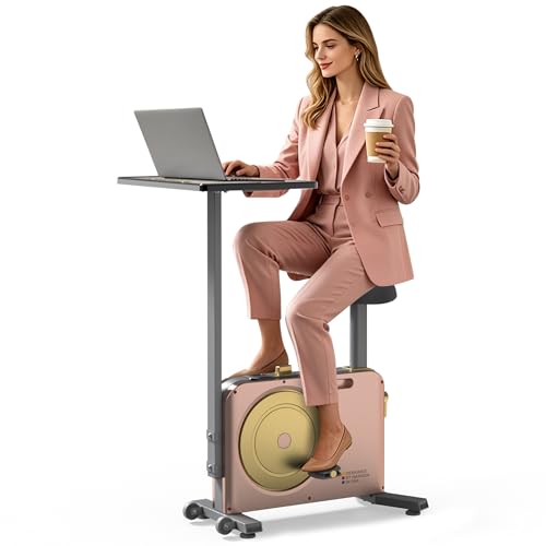 HARISON Exercise Bike with Desk for Home Office Workstation Cycling Bike with Adjustable Desk 8 levels Magnetic Resistance Indoor Bike for Working Studying & Low Impact Cardio bike